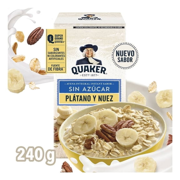 Avena integral Quaker instant sabor plátano 240 g