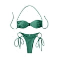 thumbnail image 4 of UTSJKR Women's 2026 O-Ring Hollow Out Halter Bikini Set, Strapless Two Piece Tie Bathing Suit, Resort Leisure Swimwear Green M, 4 of 8