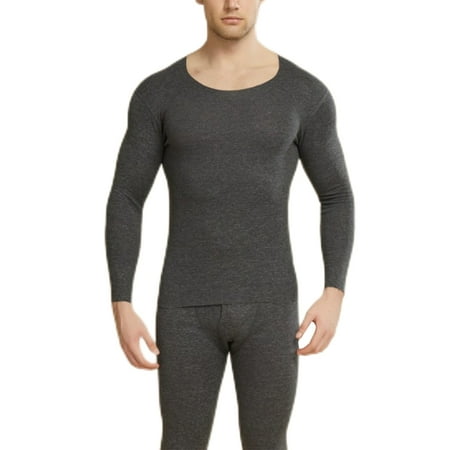 

Lumento Unisex Adults Stretchy Base Layer Top And Bottom Suits Warm Solid Color Long Johns Set Lightweight Sleeve Thermal Underwear Dark Gray XL