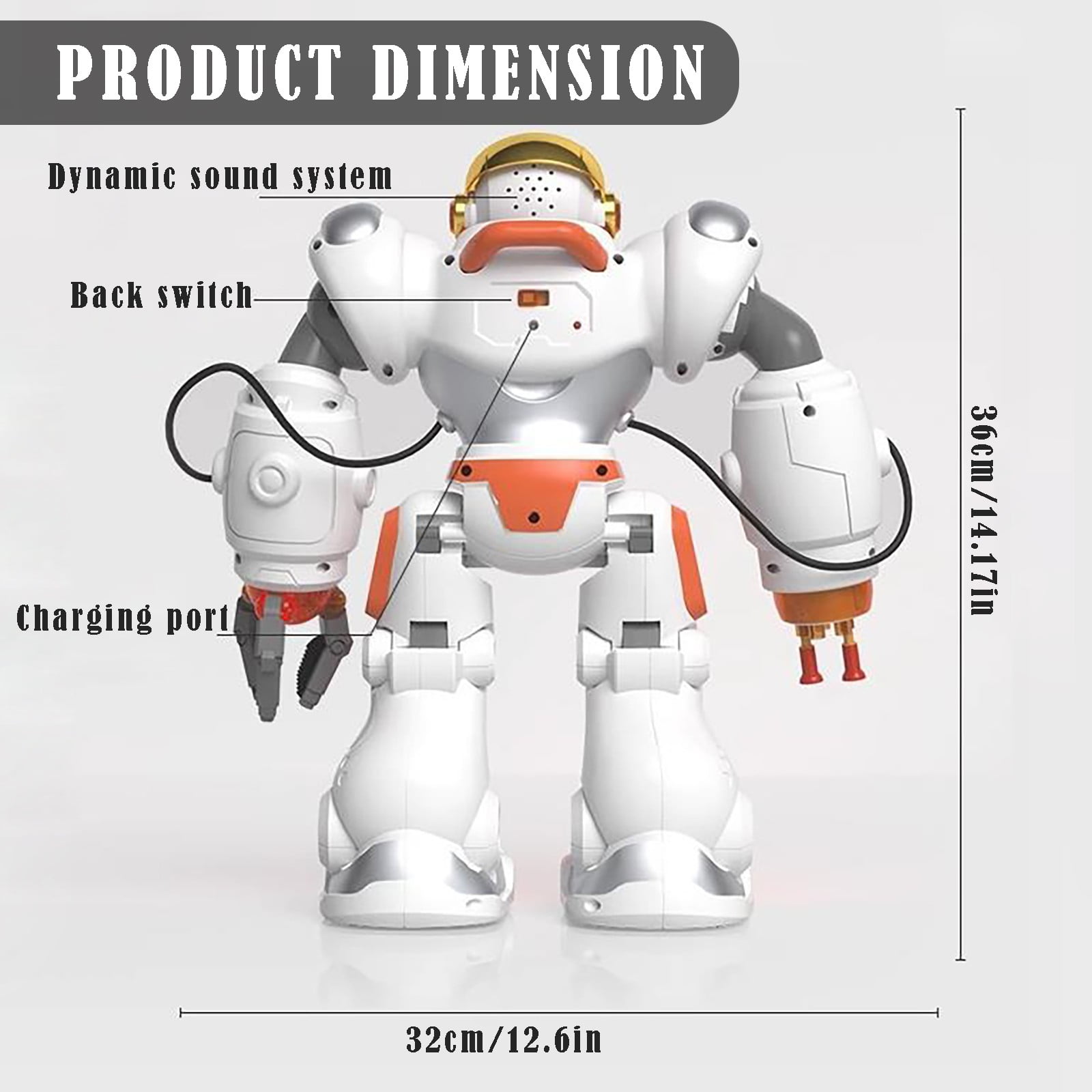 RUIG Programmable LED RC Robot Toys -Smart Programmable,Dancing Remote Control Robot with 50 Actions,Supporting 24 Changing Expression,Interactive 14" Walking Singing Dancing Robot,Launcher