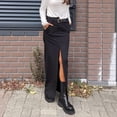 thumbnail image 4 of Women'S High Waisted Side Slit Ruched Bodycon Long Maxi Skirt Black S, 4 of 7