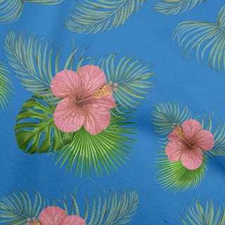 Quilted Fabric - 100% Cotton - 52 inch Wide - Sold by Yard - Turtle -  Hibiscus - Floral - Leaves - Hawaiian - Ferns (Ulu Fruit Purple)