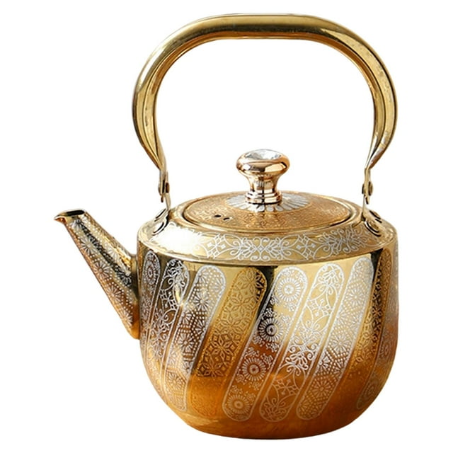 Siruishop 1.6 L Tea Kettle Leakproof Large Capacity with Infuser Juice Jar Accessory Water Gold