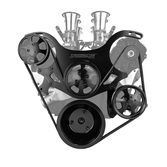 Speedmaster 1-415-002-02 Compatible with Chevy BBC 454 Aluminum Complete Serpentine Engine Pulley Kit [Black]