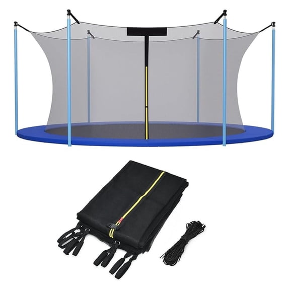 Trampoline Net, Trampoline Enclosure for 8 10 12 14 15 16Ft Round Trampoline with Double-Headed Zippers & Buckles, Weather-Resistant Sun-Protective Trampoline Replacement Net