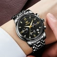 thumbnail image 4 of OLEVS Watches for Men, Mens Watches Gifts for Men Chronograph Analog Quartz Luxury Casual Classic Diamond Waterproof Luminous Stainless Steel Reloj para Hombre Black Dial, 4 of 12