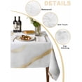thumbnail image 3 of Modern White Gold Tablecloth Rectangle Table Cloth 60x102, Waterproof Outdoor Table Cloth Covers Decorative Table Protector, Abstract Marble Geometric Washable Table Cover for Kitchen Dinning Party, 3 of 8