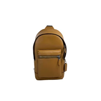 Coach Court Medium Backpack in Black Pebbled Leather with