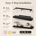 thumbnail image 6 of MEHOOM 36" Rustic Solid Wood Floating Shelves for Wall Set of 2, Black Book Shelves,Wall Shelves for Bathroom,Bedroom,Living Room,Kitchen,Study Room, Kids Room, Farmhouse Decor, 6 of 12