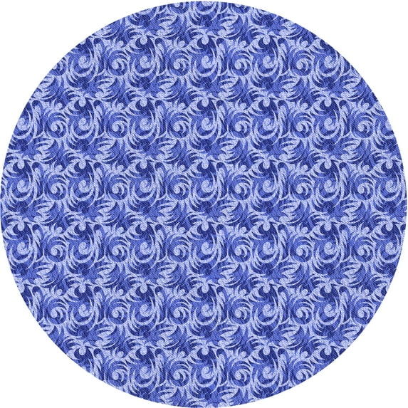 Ahgly Company Indoor Round Patterned Day Sky Blue Area Rugs, 4' Round