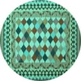thumbnail image 1 of Ahgly Company Machine Washable Indoor Round Abstract Turquoise Blue Contemporary Area Rugs, 6' Round, 1 of 4