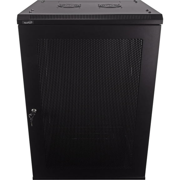 NavePoint 18U Server Rack Enclosure - 17.7” Deep, 18U Wall Mount Network Cabinet with Locking Perforated Door, 19” IT Equipment Compatible, 18U Network Rack, Removable Side Panels, Black