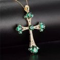 thumbnail image 2 of 2Ct Round Cut Lab Created Green Emerald Women's Wedding Cross Pendant 14K Yellow Gold Plated 18" Free Chain, 2 of 2