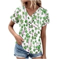 thumbnail image 1 of Tops de Algodón para Mujeres Cuello en V Moda Casual Manga Corta Primavera Verano Top para el Hogar Y Diario, 1 of 6