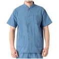 thumbnail image 2 of pstuiky camisetas camisas para hombre, Camisas casuales de color sólido para hombre, con botones sueltos, múltiples bolsillos, manga corta y cuello alto ropa de hombre xxxxl, 2 of 7
