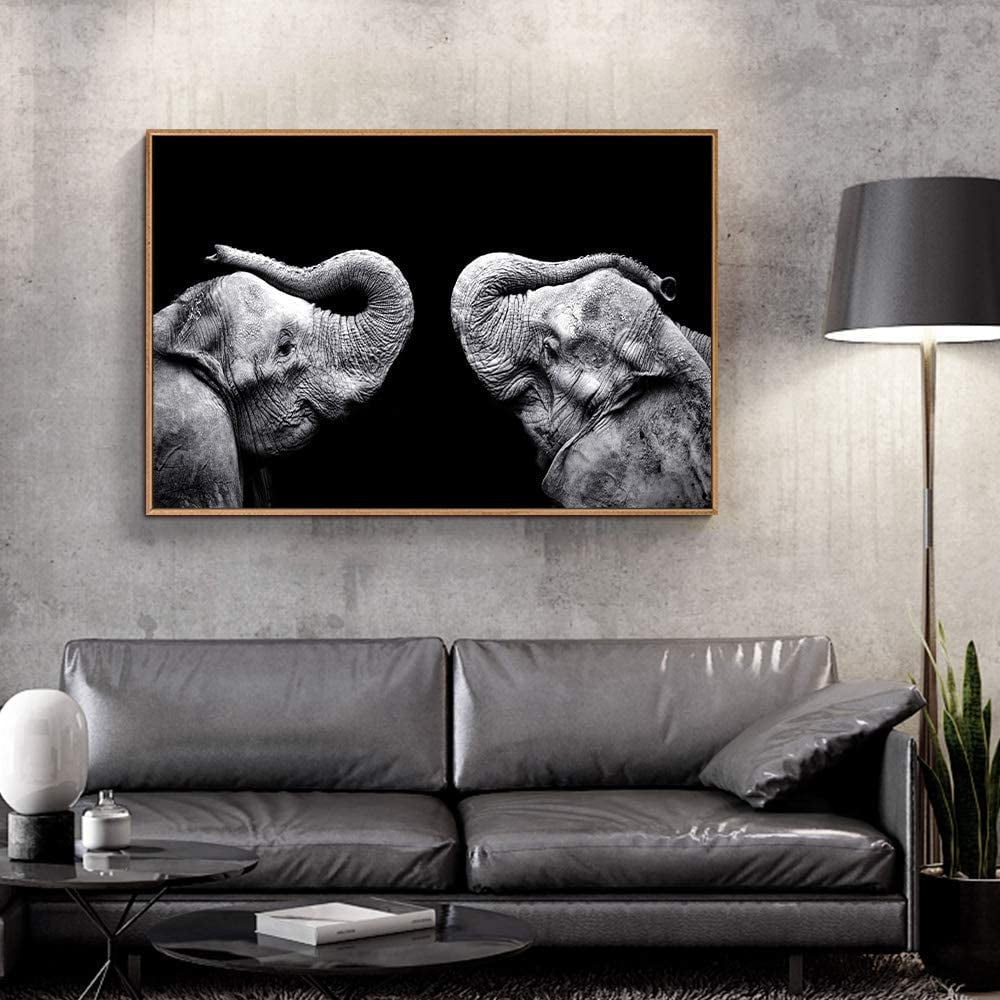 Wall26 Framed Elephants Canvas Wall Art Black and White