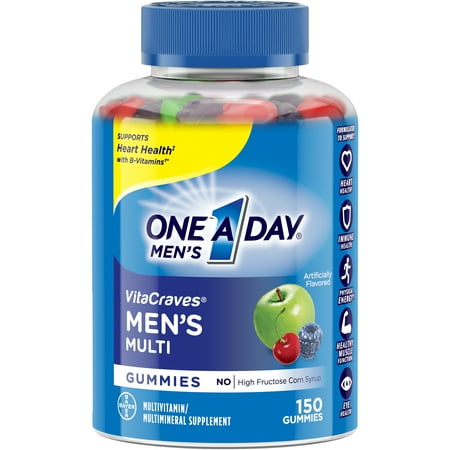 One A Day Men's VitaCraves Multivitamin Gummies, Supplement with Vitamins A, C, E, B6, B12, and Vitamin D, 150