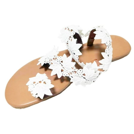 

PEASKJP Sandals Women Wide Ankle Strap and Adjustable Buckle Sandals for Women (White 8.5)