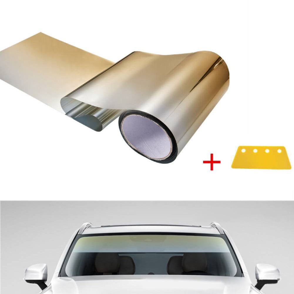 20CMx150CM Gold Sun Visor Tint Strip Film Car SUV Windshield UV Shade DIY Banner 