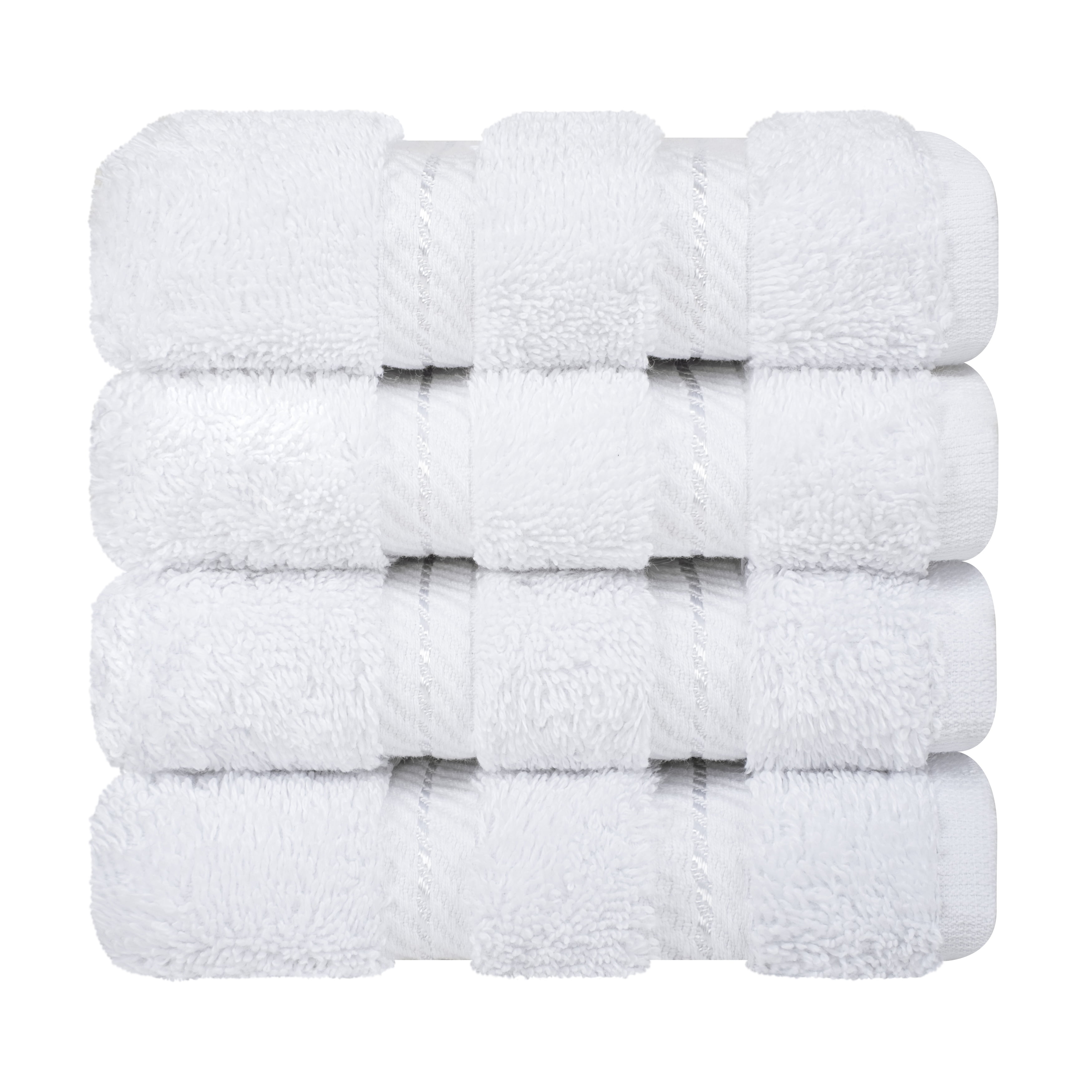American Soft Linen Luxury 4 Piece Washcloth Set, 100% Cotton Turkish Washrags and Washcloths, White