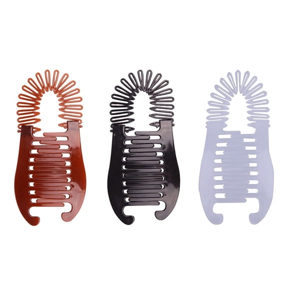 BZCOE 3Pcs Colorful Elongated Interlocking Plastic Banana Clip - Women Two Sides Hair Combs Ponytail Hair Clincher Hair Accessories for Ponytail Holder,Hair Clips,Clips and Barrettes