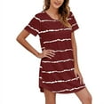 thumbnail image 1 of Women's Nightgown Striped T-shirt Round Neck Pajamas Plus Size Loungewear, 1 of 4
