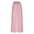 thumbnail image 4 of Linen Pants Women,Palazzo Pants Wide Leg High Waist Flowy Summer Casual Beach Trousers Womens Outfits for Travel,Travel Pants,Z02 Pink,S, 4 of 6