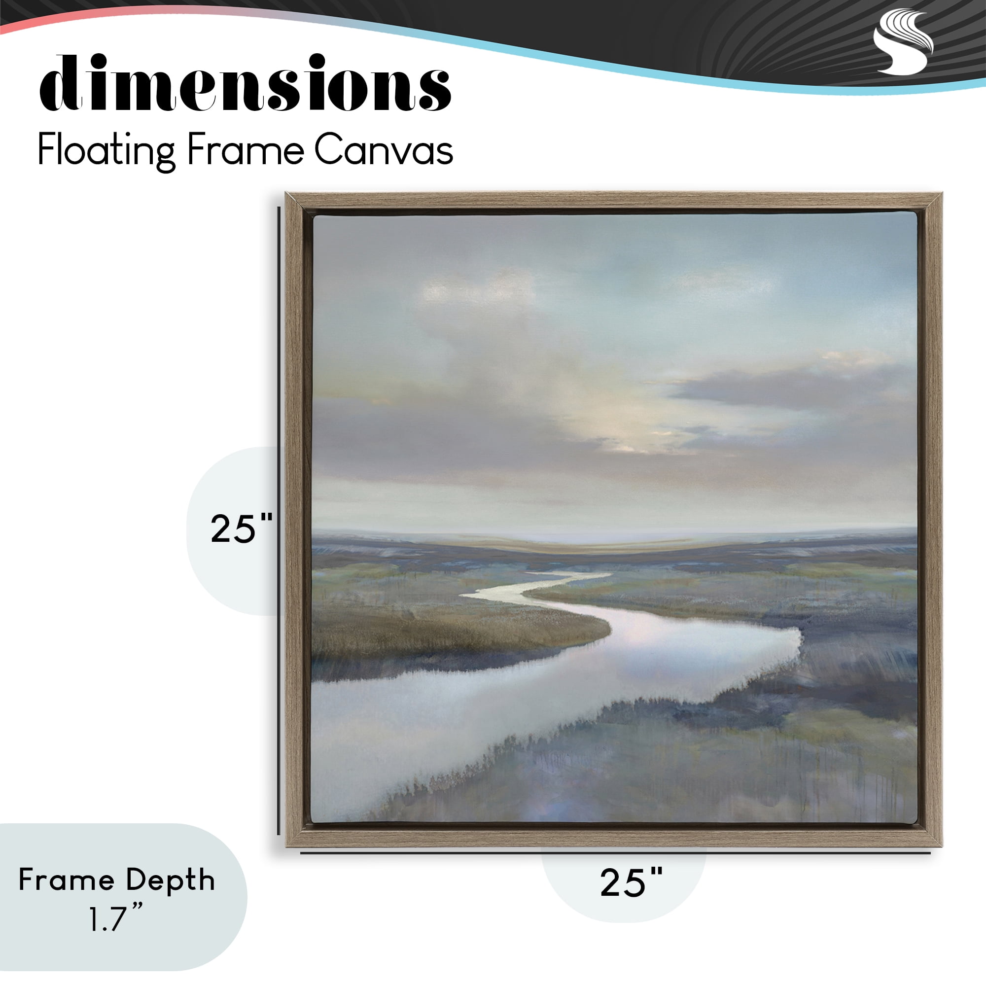 Stupell Industries Calm Riverbend in Greys Brown Framed Floater Canvas Wall Art, design by Christy McKee