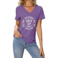 thumbnail image 2 of NinXxx Women's Valentine Heart Print Round Neck Short Sleeve Purple XXL, 2 of 4