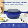 thumbnail image 6 of Hawsaiy Enameled Cast Iron Skillets, 2-in-1 Cast Iron Dutch Oven Pot with Lid Set, 3QT Dutch Oven + 1.5QT Skillet for Frying, Baking, Stewing, Grilling,Blue, 6 of 11