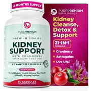 PurePremium Supplements - Kidney Support with Cranberry Extract & Astragalus - Kidney Health Supplement for Urinary Tract, Bladder, Cleanse, Detox & Repair - 60 Cranberry Pills Women and Men