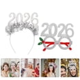 thumbnail image 3 of 4 piezas de suministros para fiesta de Año Nuevo 2026: diademas y anteojos con purpurina para Año Nuevo 2026, decoraciones para fiestas y recuerdos de celebración navideña., 3 of 5