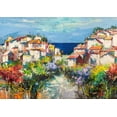 thumbnail image 2 of Florio, Luigi 32x24 Black Ornate Wood Framed with Double Matting Museum Art Print Titled - Borgo sul mare (detail), 2 of 4