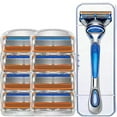 thumbnail image 1 of Orange Five-Layer Razor Manual Shaver 5 Blade Head Blue Geely Universal, 1 of 2