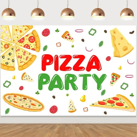 Image of Pizza Party Photography Backdrop for Boys and Girls Cooking Theme Birthday Photo Background Newborn Baby Shower Decor Photo