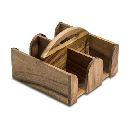 Coffee Mug Caddy - Acacia Wood Drinkware Holder - Holds 4 Cups - Serving Tray for Home Kitchen