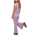 thumbnail image 7 of Amidoa Girls 2 Piece Outfits Summer Clothes T Shirt Cute Short Sleeves Casual Pants Kids Clothing Sets Purple Size 8, 7 of 7