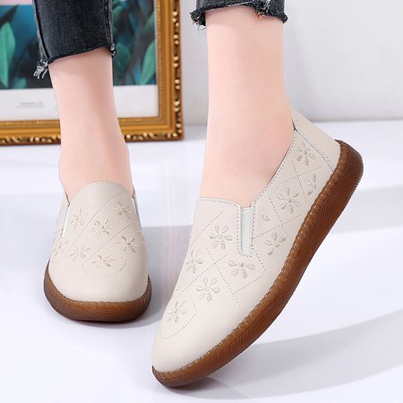 

Women‘s Flat Flower Embroidered Loafers Lightweight Non Slip Casual Slip On Shoes Walking Shoes
