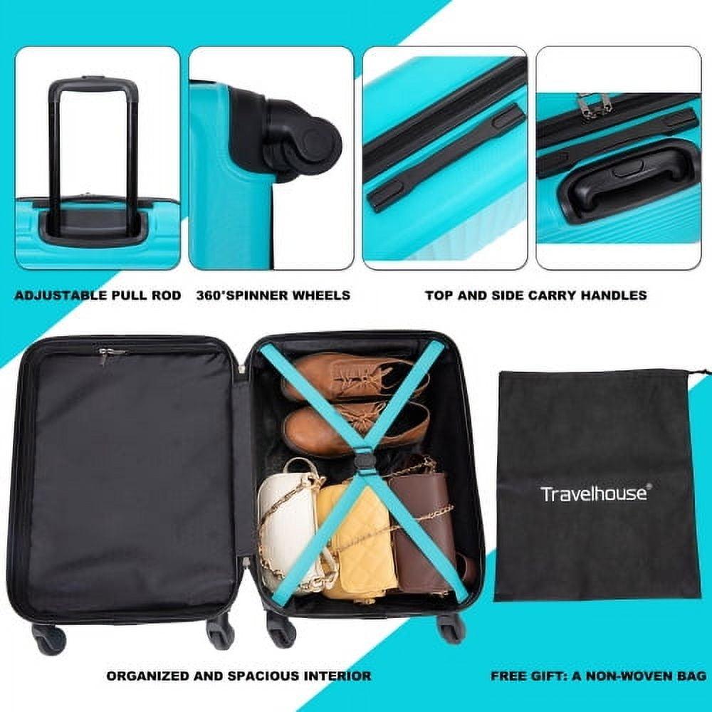 20" Carry On Luggage Hardshell Lightweight Hardside Suitcase with Silent Spinner Wheels, Turquoise