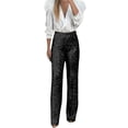 thumbnail image 2 of Endives Women's Sequin Pant Elegant Glitter Sequins Wide Leg Casual Pant Solid Color Elastic Waistband Sequin Trousers Black, 2 of 7