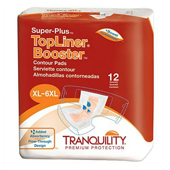Tranquility TopLiner® Disposable Absorbent Booster Contour Pads for Bowel Incontinence - Super-Plus (32" x 14") - 12 ct