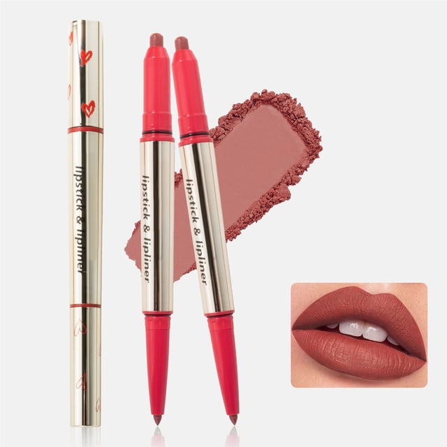 Double Ended Lipstick Lip Liner Two In One Multi Color Long Lasting Lip Plumping Non Fading Liner Pen, Lip Liner