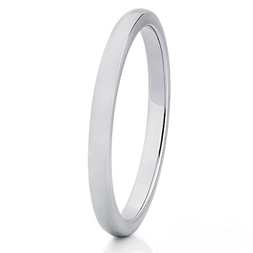 2mm Silver Tungsten Wedding Carbide Wedding Band Ladies Ring Slim Thin Classic 