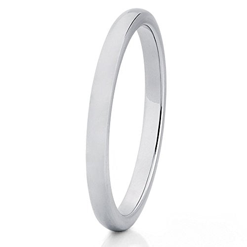 Silly Kings 2mm Silver Tungsten Wedding Carbide Wedding Band Ladies Ring Slim Thin Classic