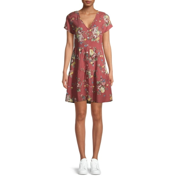 Derek Heart - Derek Heart Juniors Short Sleeve Dress with Button Front