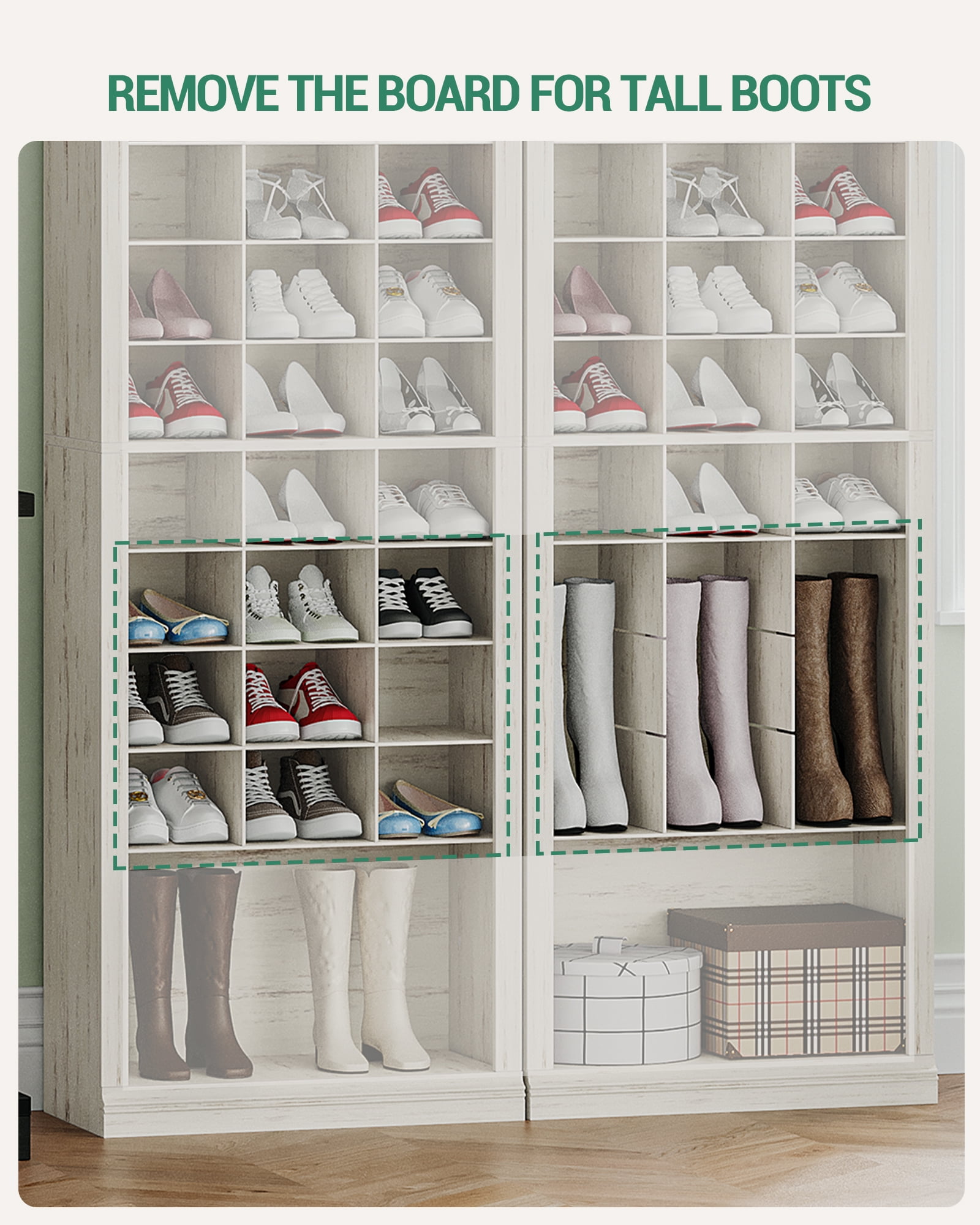 Hzuaneri 11 Tier Modern Shoe Storage Cabinet White 02001BSR Space Saving Closet Shelves Tall Rack Walmart