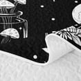 thumbnail image 5 of Homewish Halloween Gothic Skull Twin Quilt Set, Magical Mushroom Twin Coverlet Set, Black White, 2 Pieces 1 Bedspread and 1 Pillowcase, 5 of 7