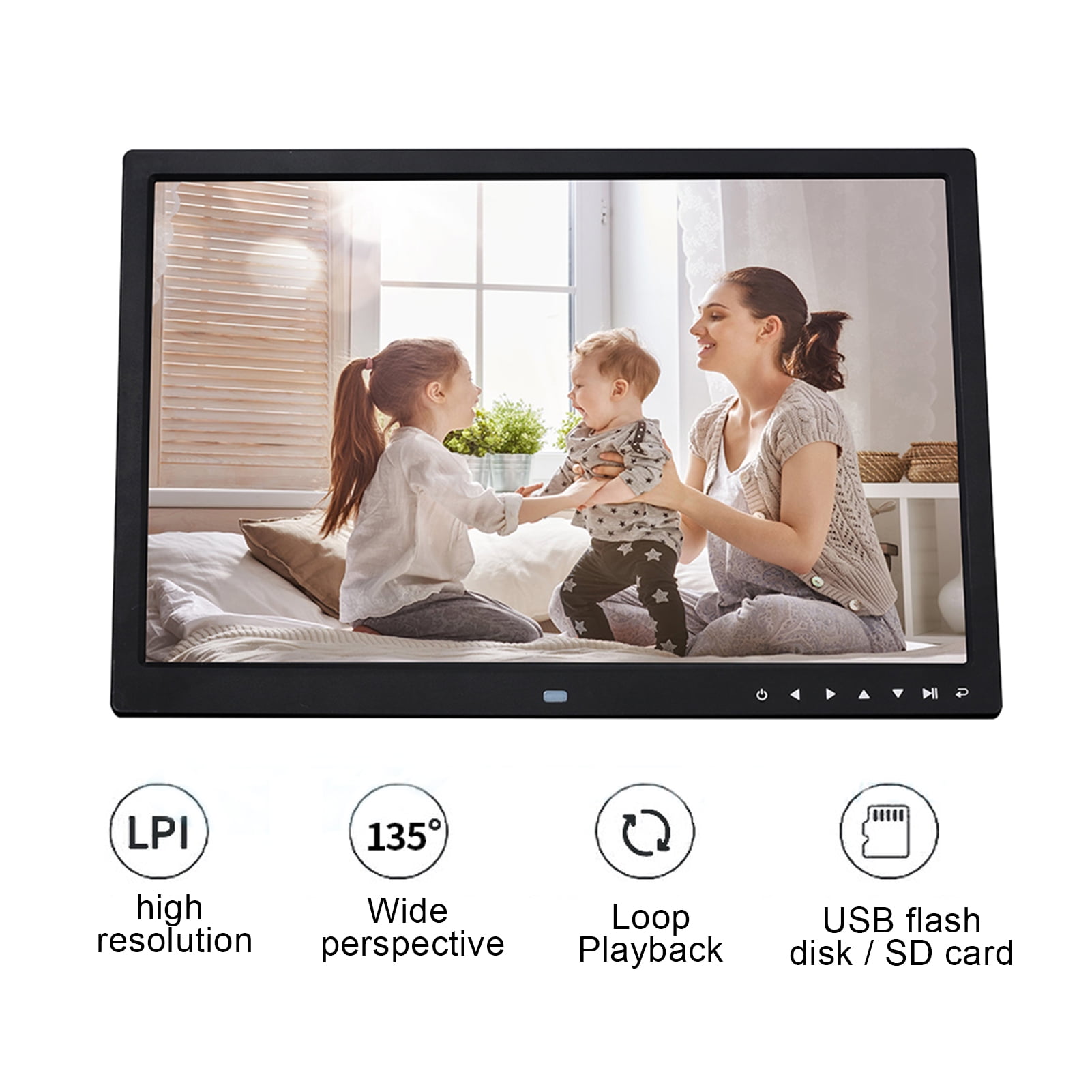 17 Inch Tft Screen Hd Led Backlight 1024 Energy Class A 768 Digital Photo Frame Electronic Album Picture Music Ultra-Thin Widescreen Full Format White