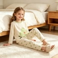 thumbnail image 6 of Spazoro Toddler Kids Girls 2PC 100% Cotton Ouifit Sets, Soft & Comfy Flower Print Fall Winter Long Sleeve Casual Shirts and Pants for Loungewear Green Size 4-5 T, 6 of 7