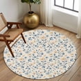 thumbnail image 2 of Round Rug 7Ft Washable Non-Slip, Blue Pink Flowers Circle Area Rugs for Living Room Bedroom, Spring Floral Elegant Pastoral Rustic Indoor Floor Mats Carpet Runner for Home Decor Aesthetic, 2 of 8